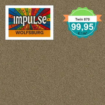 Draufsicht Girloon TWIN Teppichboden Velours 870 Mandel, 2/4 m breit, Preis 99,95 €/m²